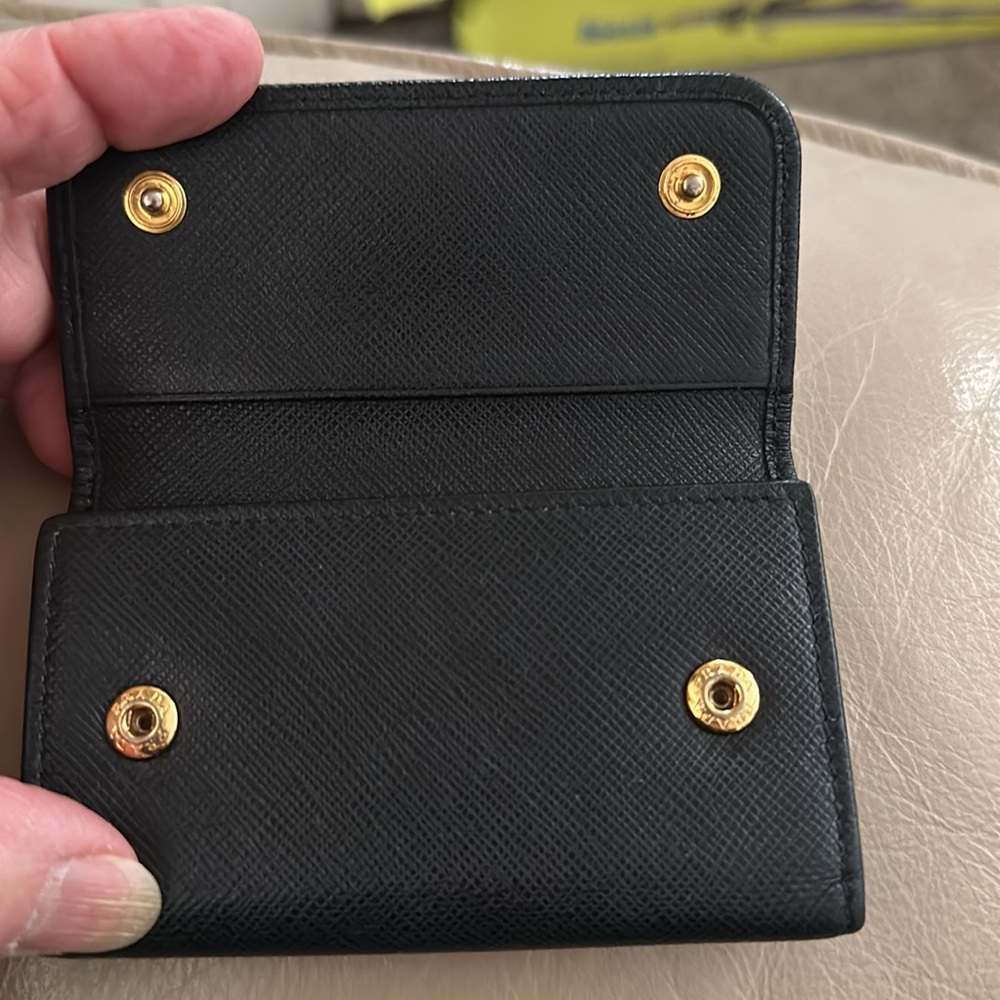 Prada Milano Leather Black Key Case &Card Holder Gold Logo Unisex Price Firm - Picture 5 of 10